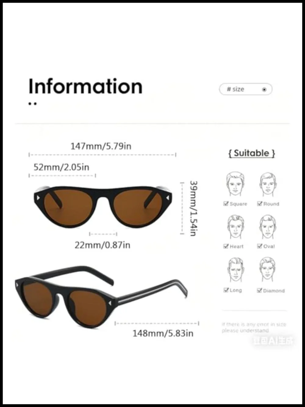 Retro Oval Sunglasses, UV400 Protection, Cat Eye Vintage Shades